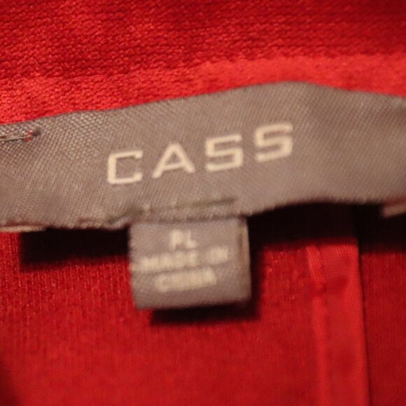 Cass Vibrant Red Velvet Jacket Size Petite Large Hook & Eye Front Closure - Picture 2 of 16